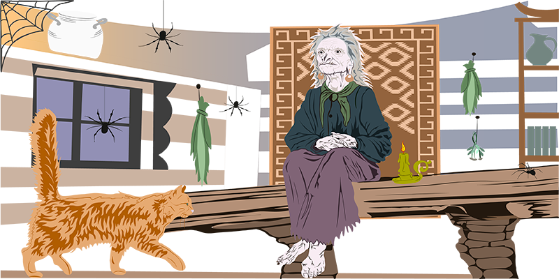 бабушка и кот