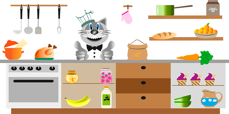 кот на кухне