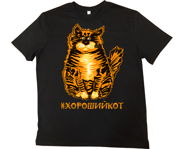 футболка чёрная с котом