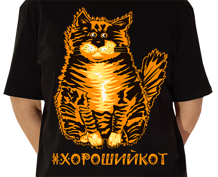 принт кот на футболку